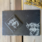 Engraved slate coaster and placemat gift set