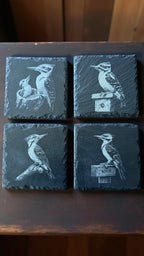 Engraved slate coasters set